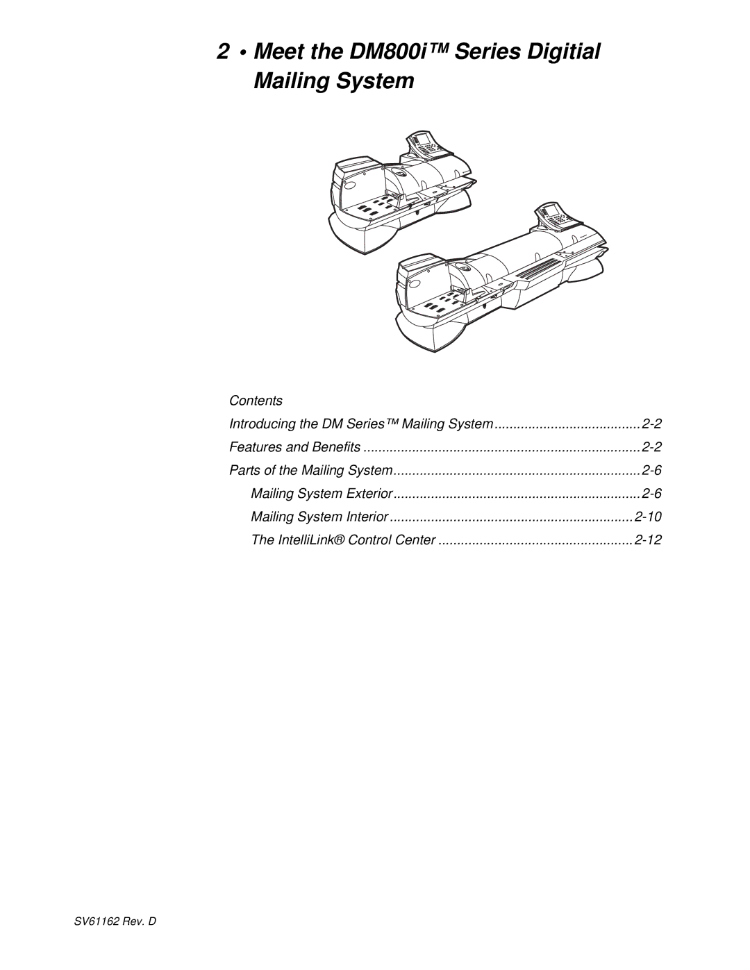 Pitney Bowes manual Meet the DM800i Series Digitial Mailing System, Contents Introducing the DM Series Mailing System 