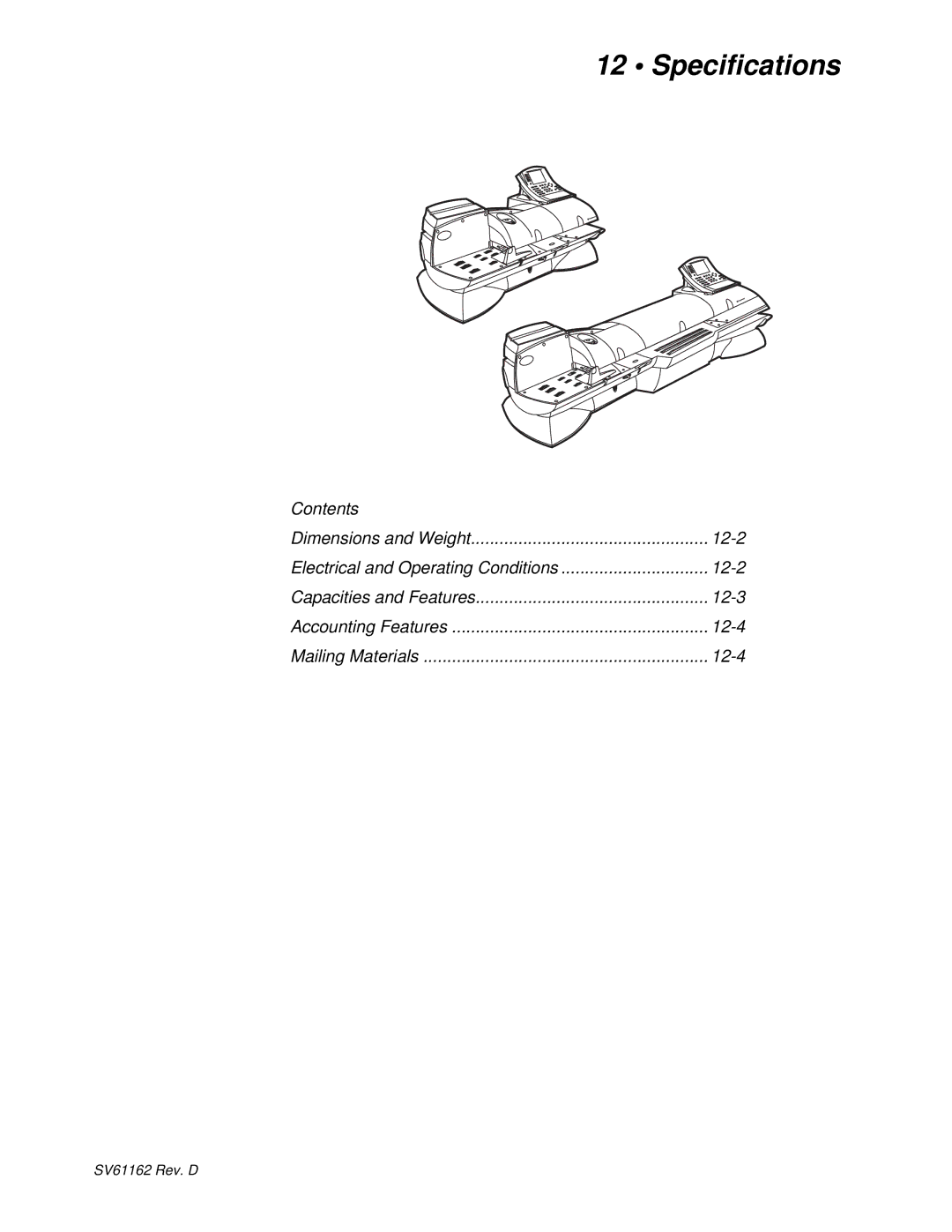 Pitney Bowes DM800i Series manual Specifications 