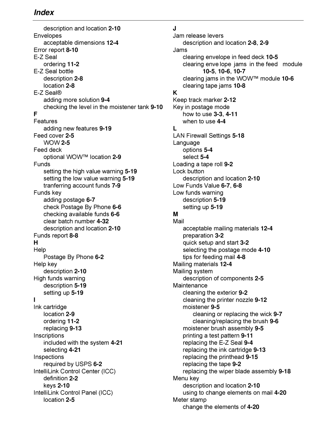 Pitney Bowes DM800i Series manual Features, Help, 10-5,10-6,10-7 