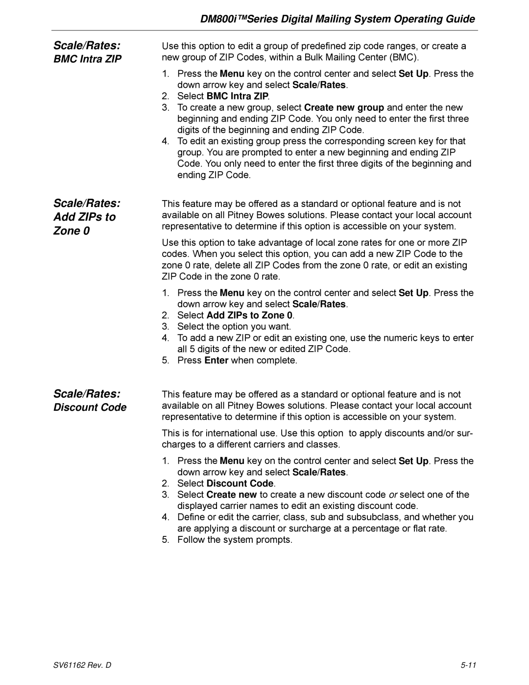Pitney Bowes DM800i Series manual Scale/Rates Add ZIPs to  Zone, Select BMC Intra ZIP, Select Add ZIPs to Zone 