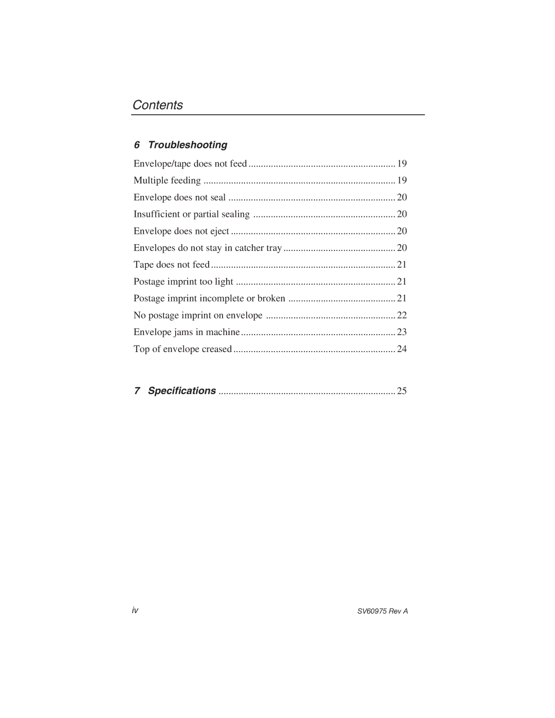 Pitney Bowes E589 manual Contents 