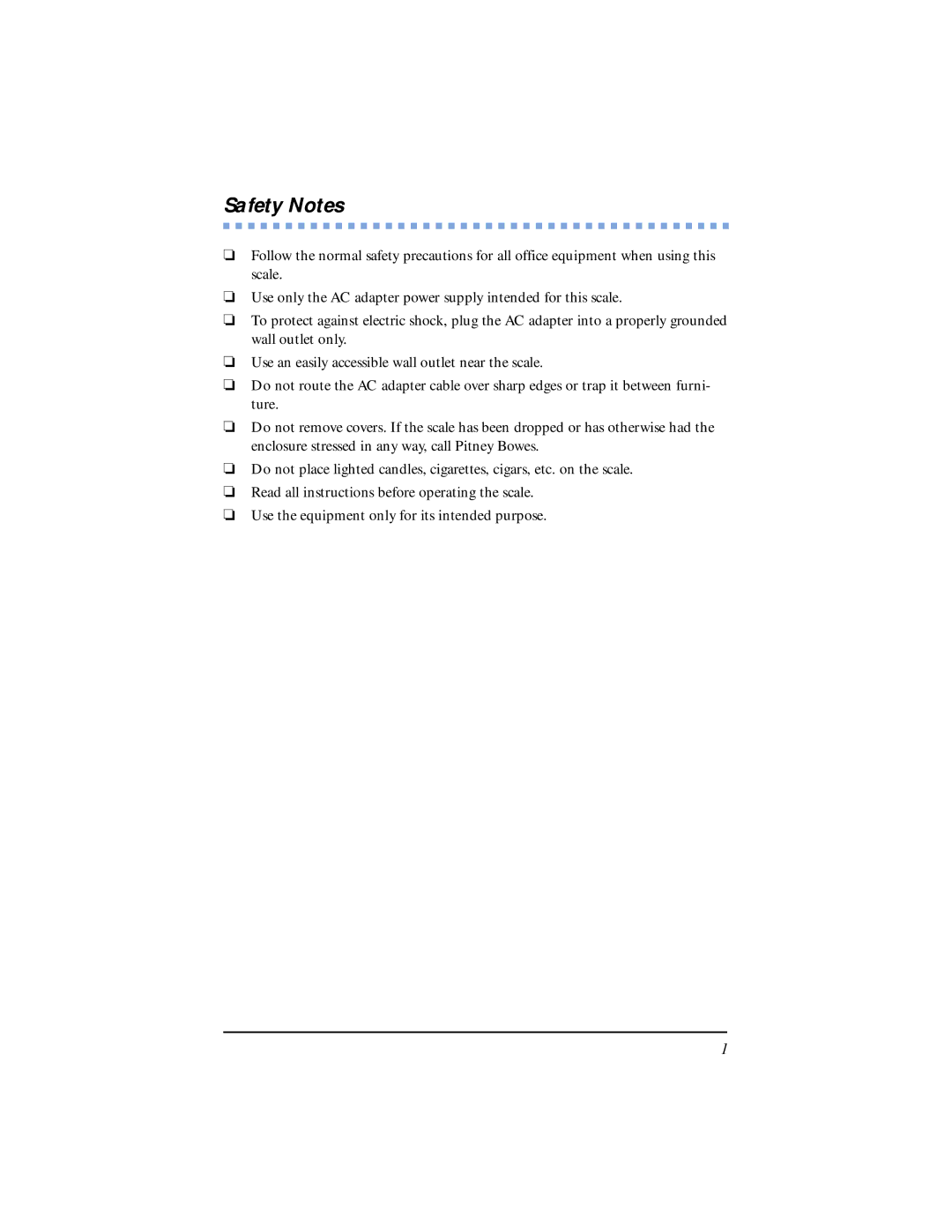 Pitney Bowes G790 manual Safety Notes 