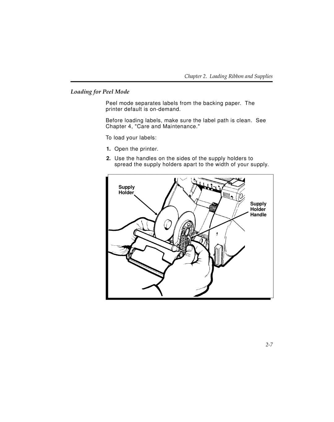 Pitney Bowes J641, J640 manual Loading for Peel Mode 