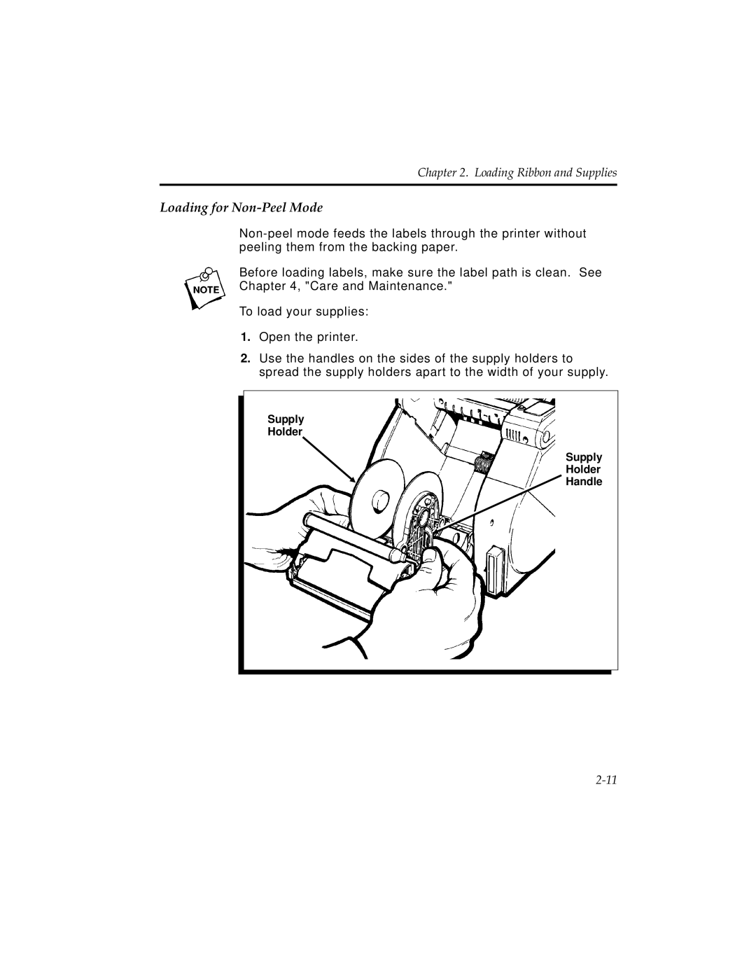 Pitney Bowes J641, J640 manual Loading for Non-Peel Mode 