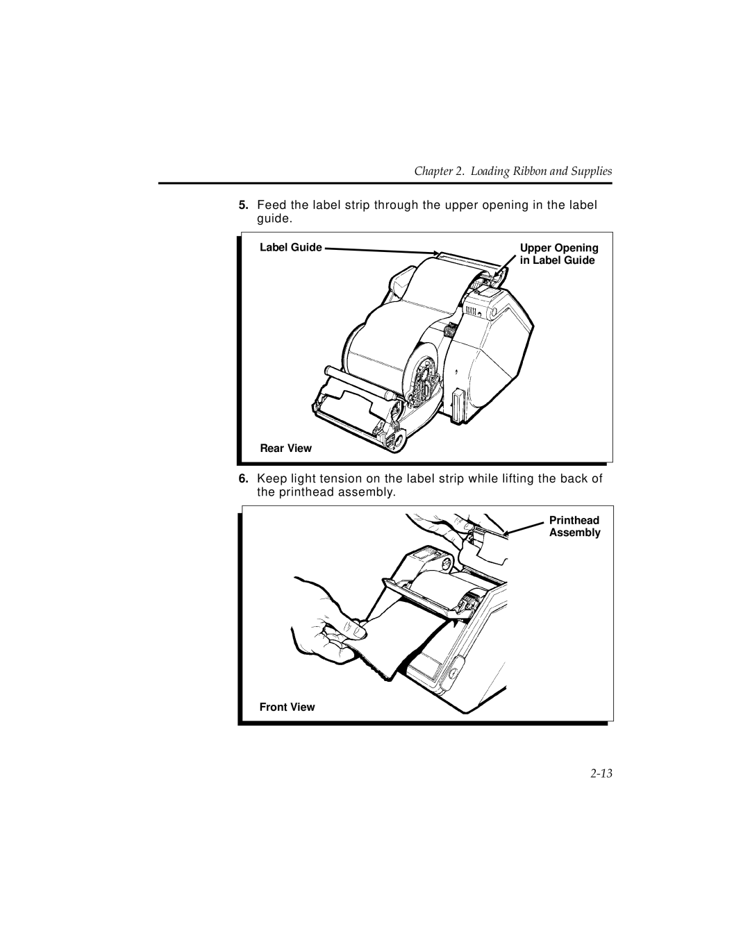 Pitney Bowes J641, J640 manual Label Guide Upper Opening Rear View 