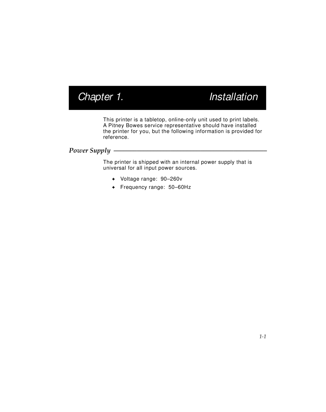 Pitney Bowes J641, J640 manual Chapter, Power Supply 