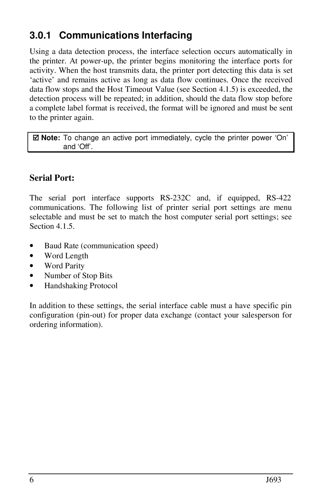 Pitney Bowes J693 manual Communications Interfacing, Serial Port 