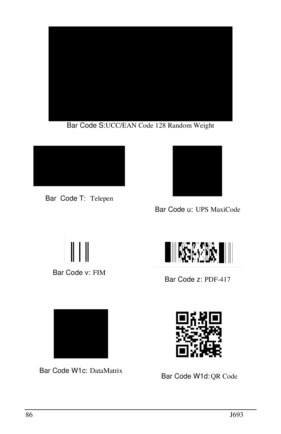 Pitney Bowes J693 manual Bar Code S UCC/EAN Code 128 Random Weight 