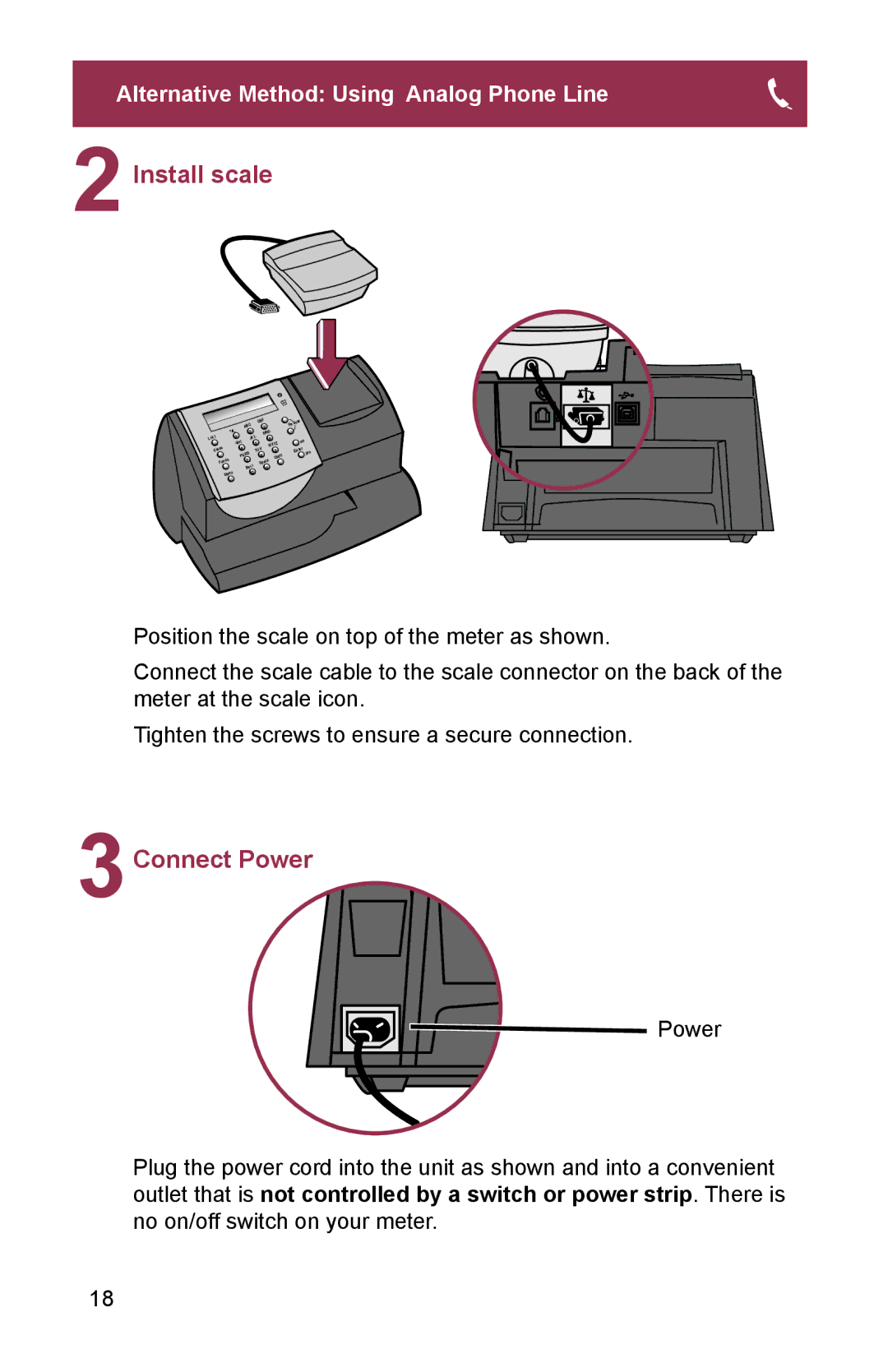 Pitney Bowes K700. K7M0 manual Install scale, 3Connect Power 