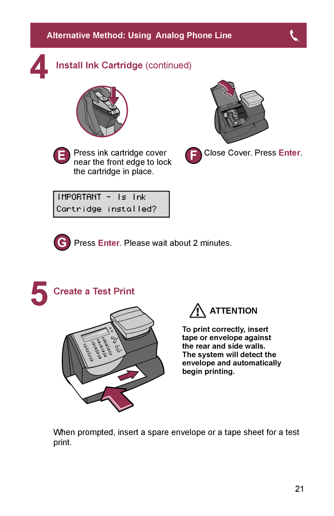 Pitney Bowes K700. K7M0 manual Create a Test Print 