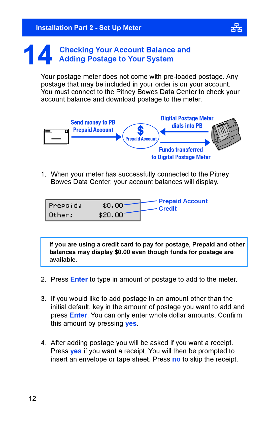 Pitney Bowes K700. K7M0 manual Checking Your Account Balance and Adding Postage to Your System 