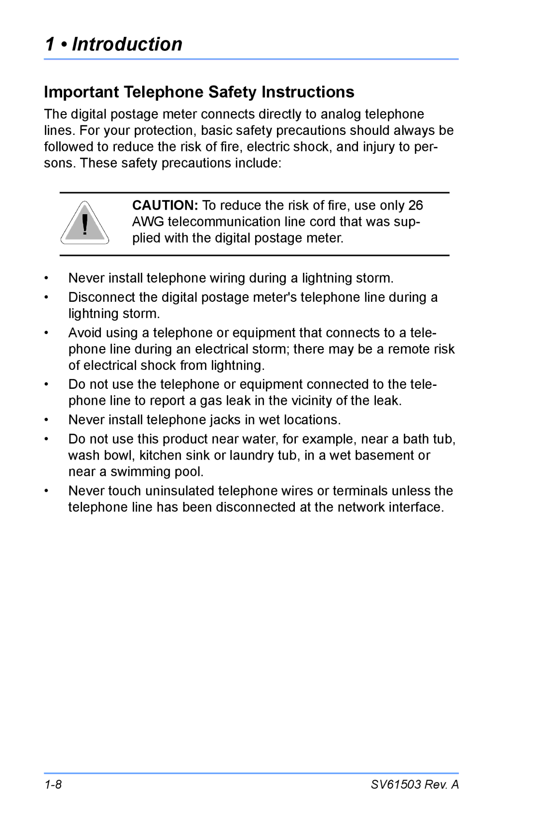 Pitney Bowes K700 manual Important Telephone Safety Instructions 