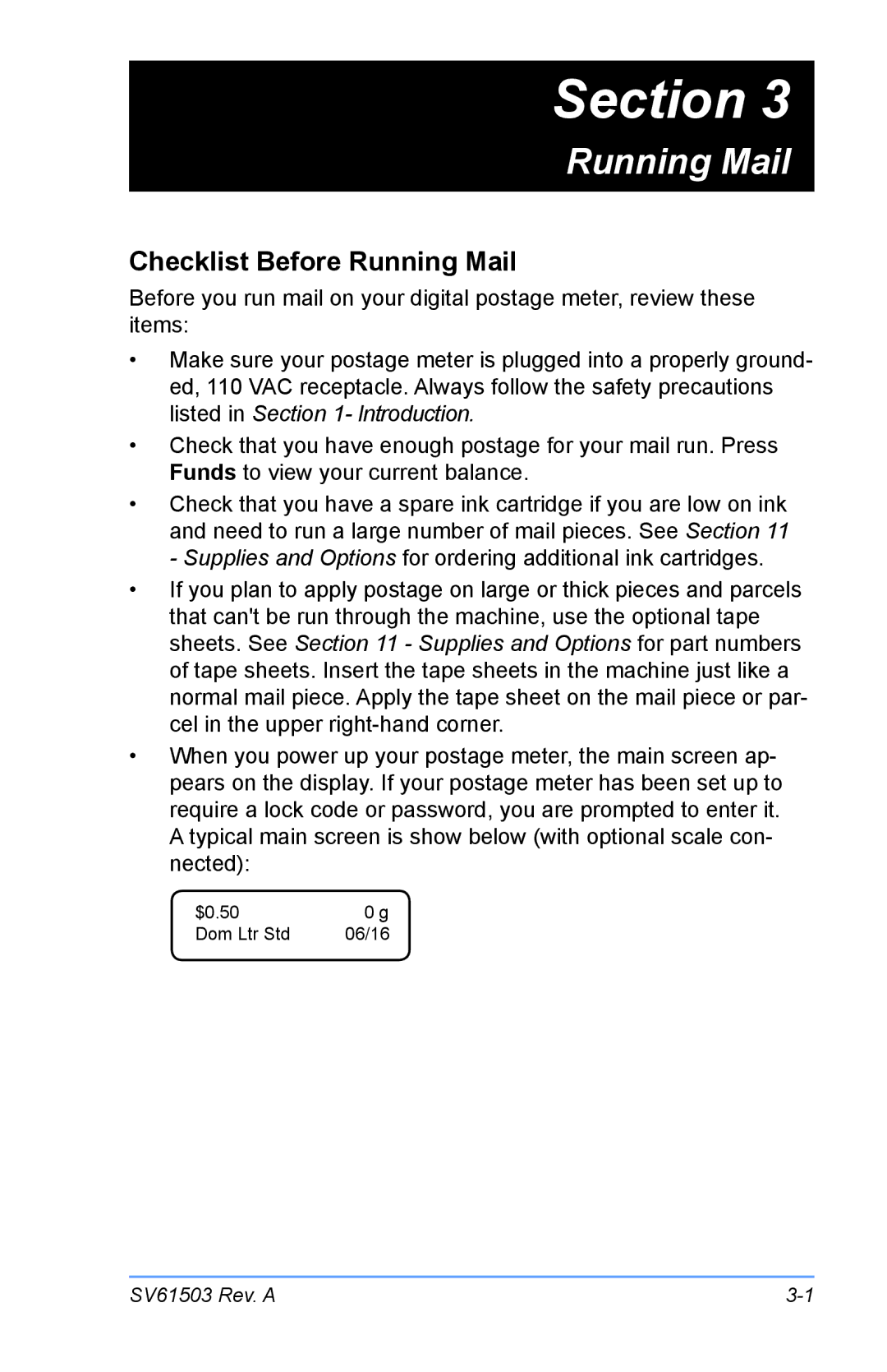 Pitney Bowes K700 manual Checklist Before Running Mail 