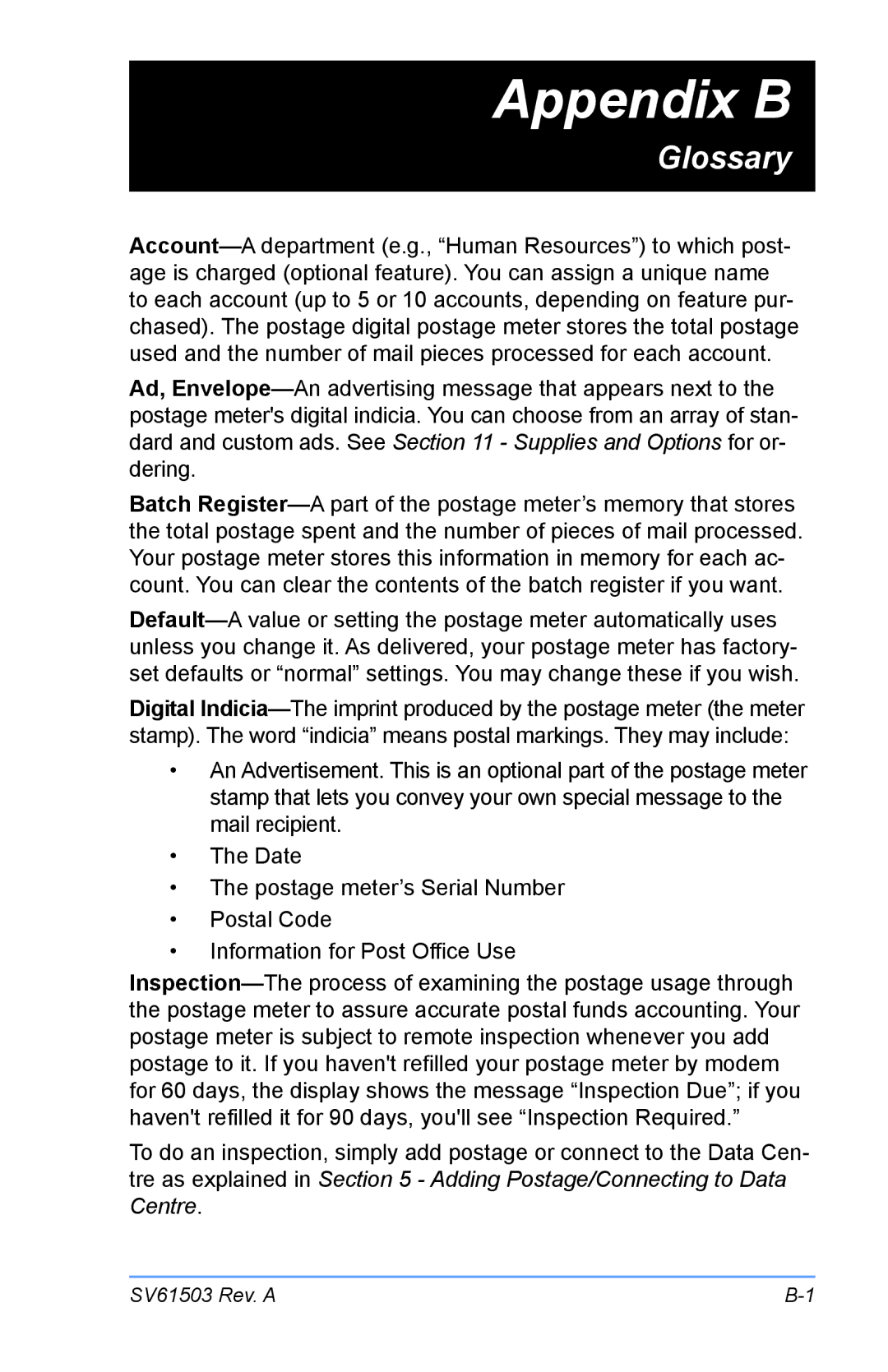 Pitney Bowes K700 manual Appendix B 