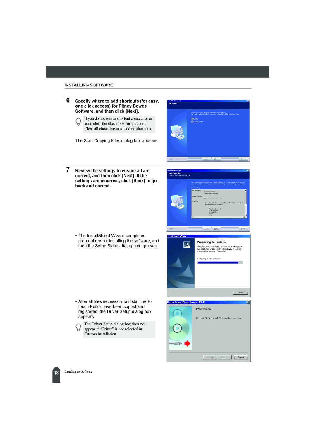 Pitney Bowes LPS-1 manual Start Copying Files dialog box appears 