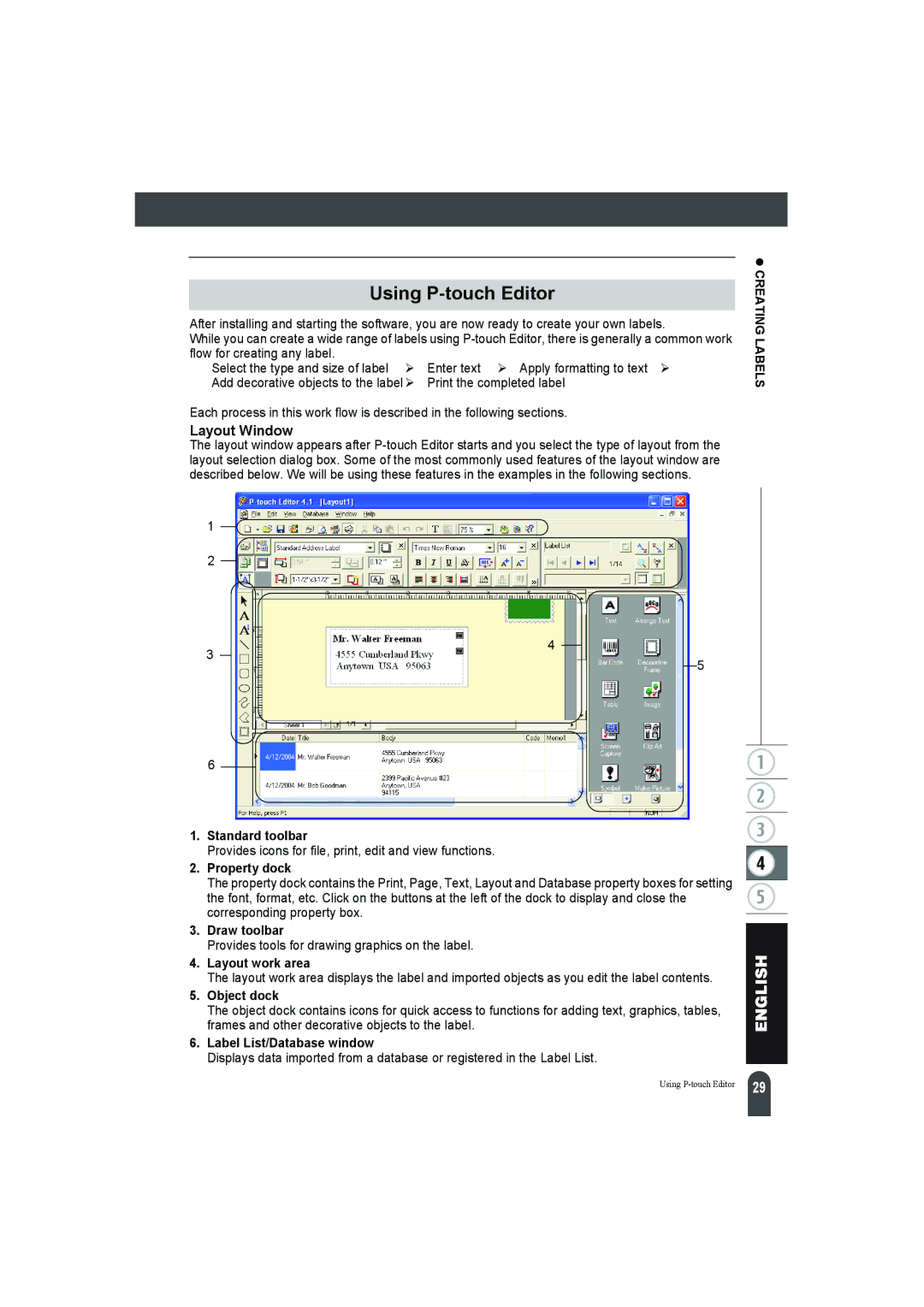 Pitney Bowes LPS-1 manual Using P-touch Editor, Layout Window 