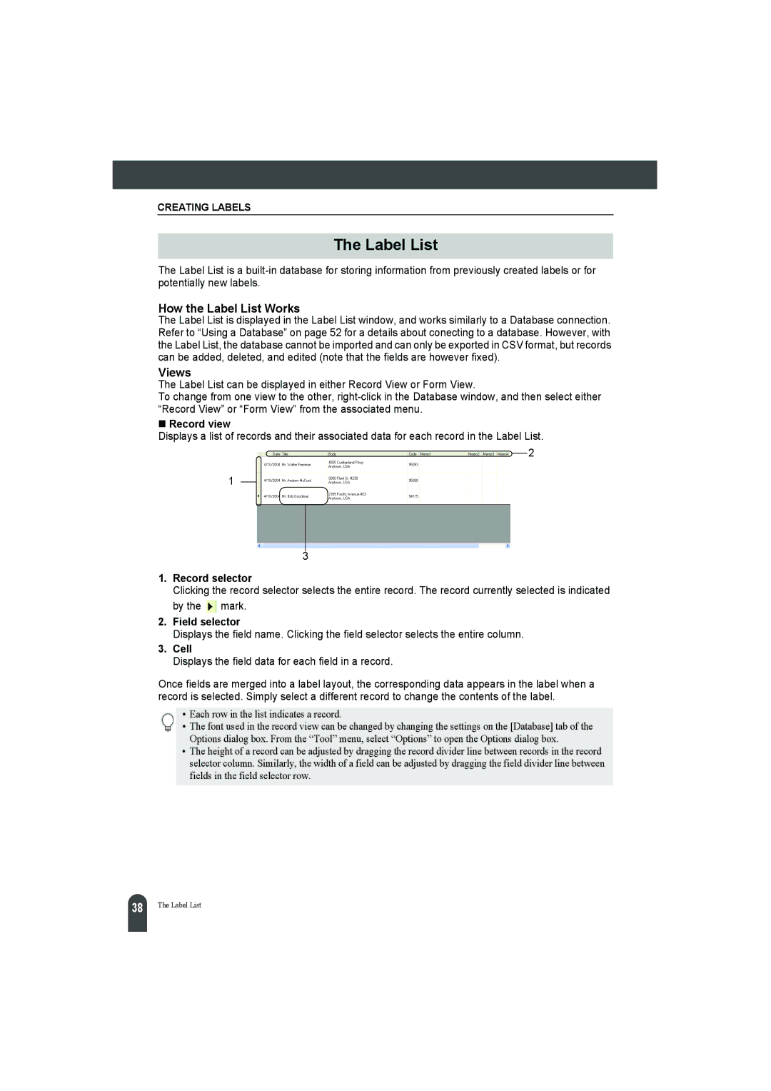 Pitney Bowes LPS-1 manual How the Label List Works, Views 