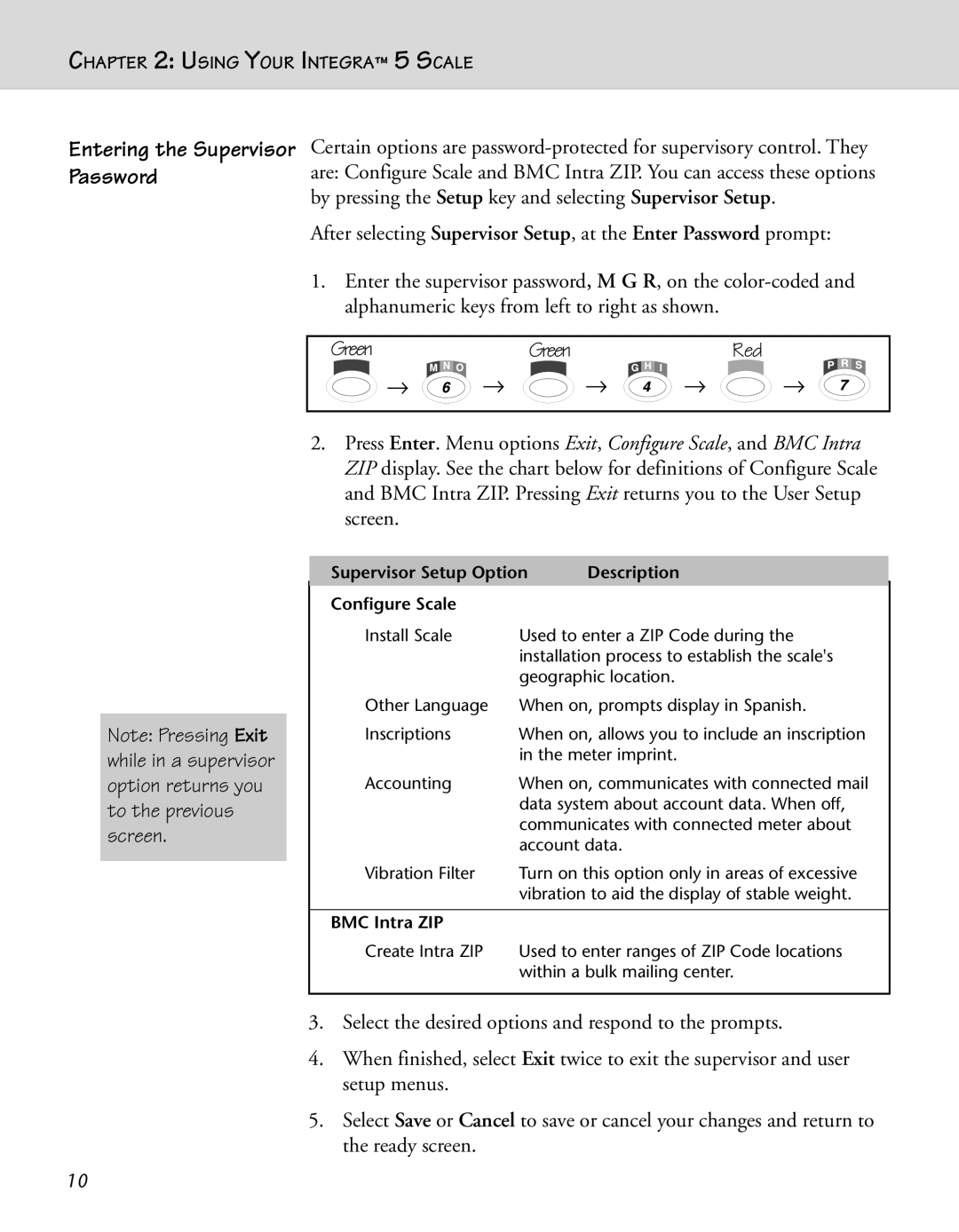 Pitney Bowes N500 manual Entering the Supervisor Password 