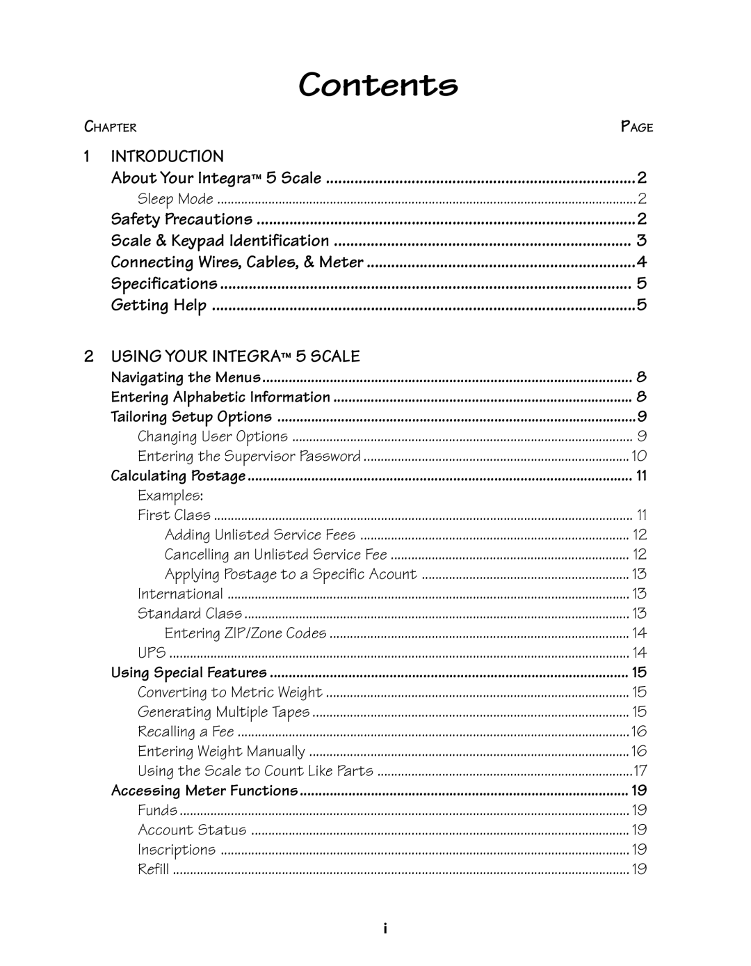 Pitney Bowes N500 manual Contents 