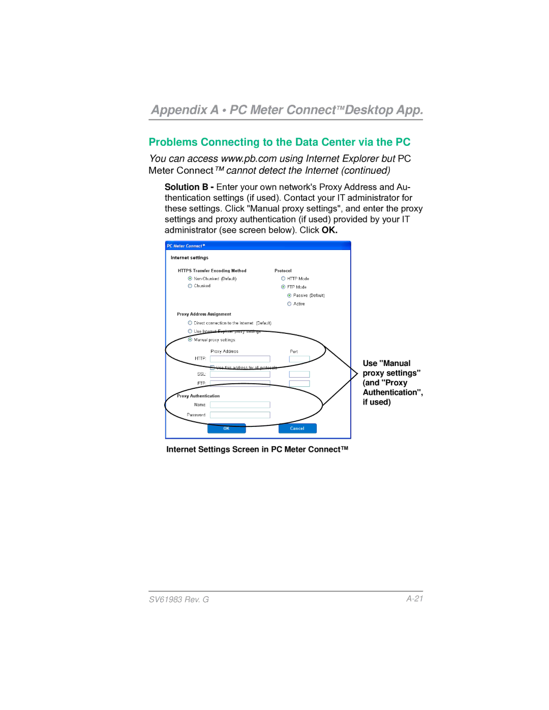 Pitney Bowes SV61983 manual Appendix a PC Meter ConnectDesktop App 