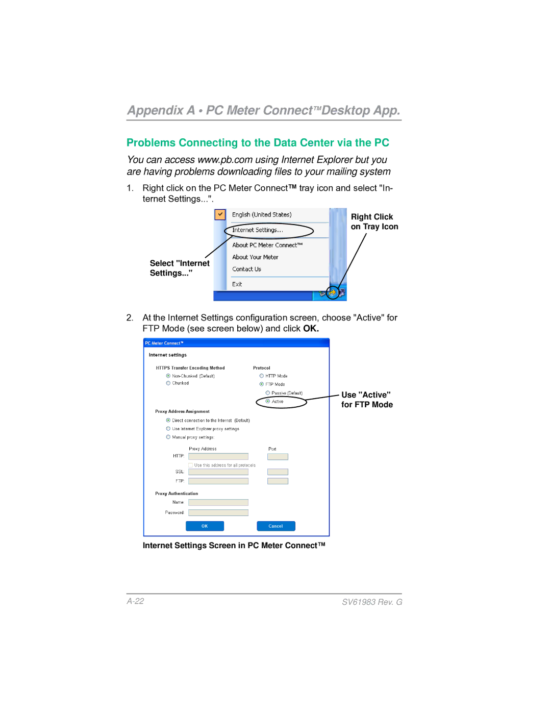 Pitney Bowes SV61983 manual Appendix a PC Meter ConnectDesktop App 