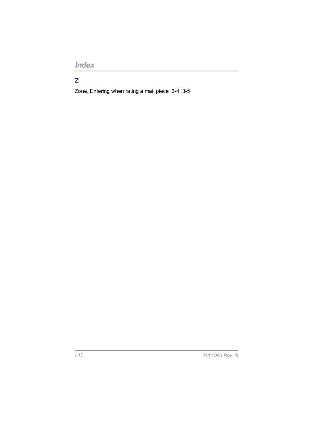 Pitney Bowes SV61983 manual Zone, Entering when rating a mail piece 3-4 