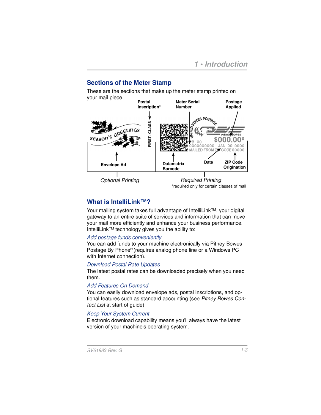 Pitney Bowes SV61983 manual Sections of the Meter Stamp, What is IntelliLink? 