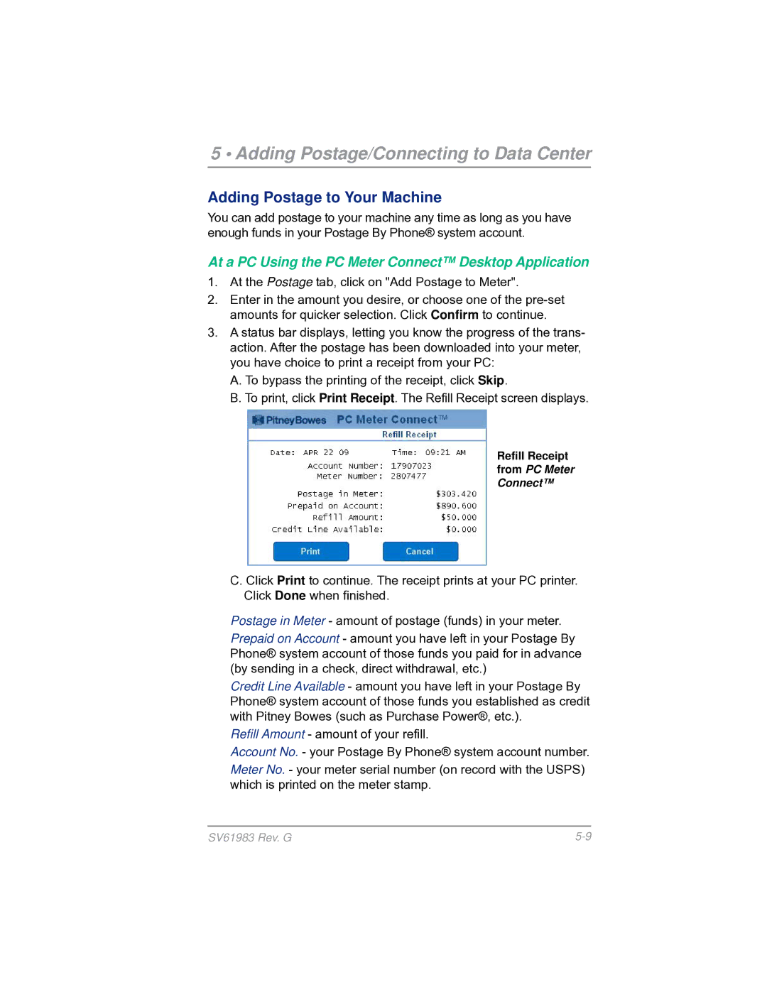 Pitney Bowes SV61983 manual Adding Postage to Your Machine 