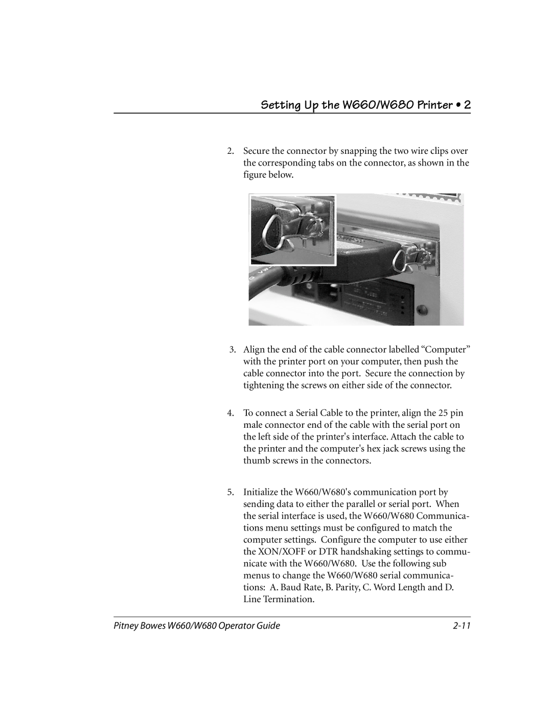 Pitney Bowes manual Setting Up the W660/W680 Printer 