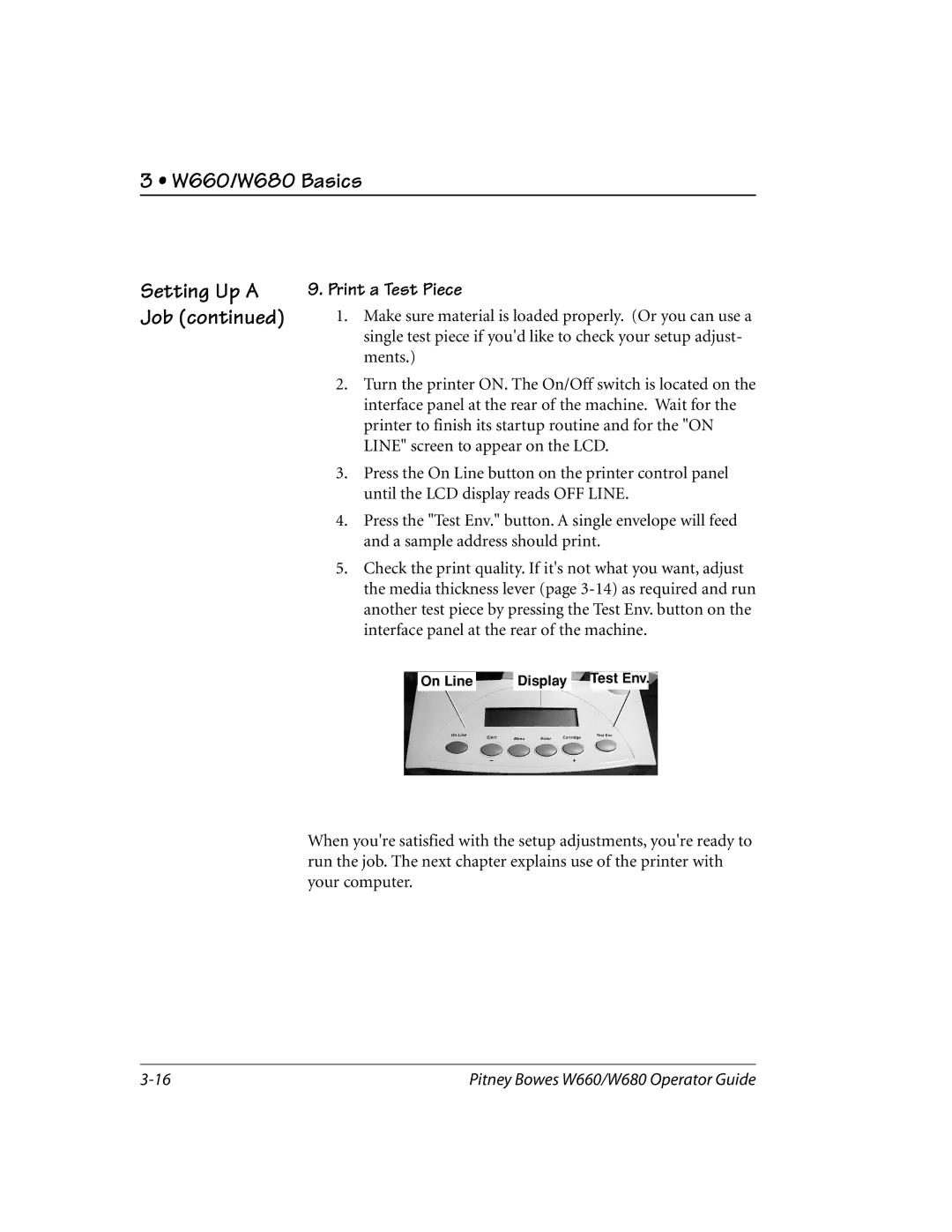 Pitney Bowes W660, W680 manual Print a Test Piece 