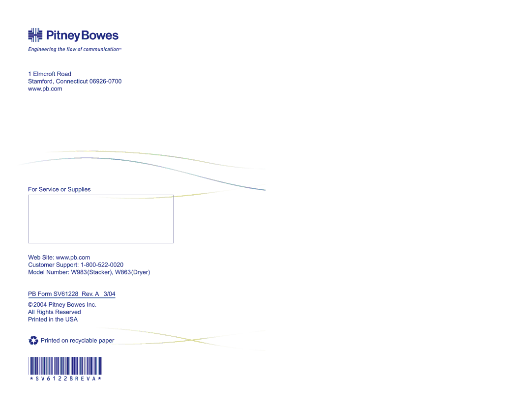 Pitney Bowes W983, W863 manual 