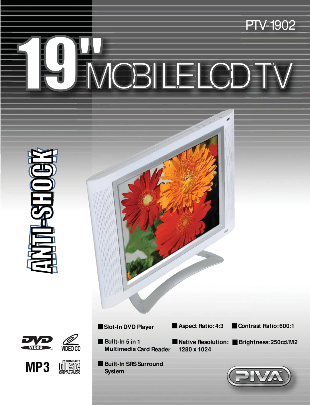 PIVA PTV-1902 manual Mobile LCD TV 