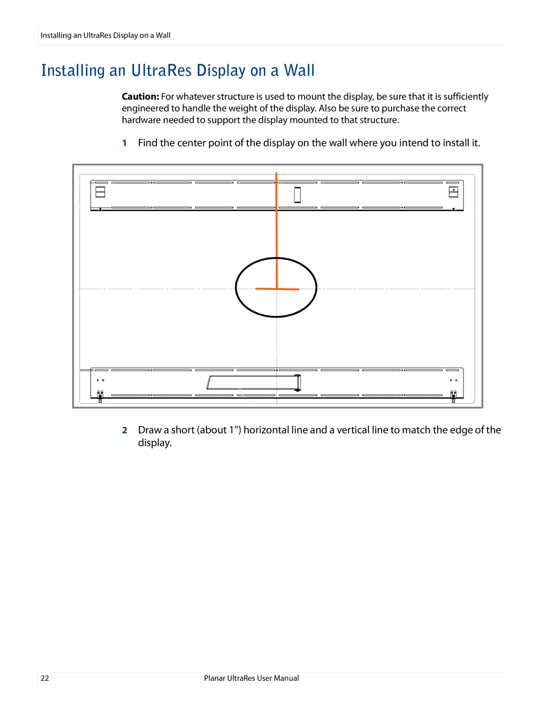 Planar 020-1229-00A user manual Installing an UltraRes Display on a Wall 