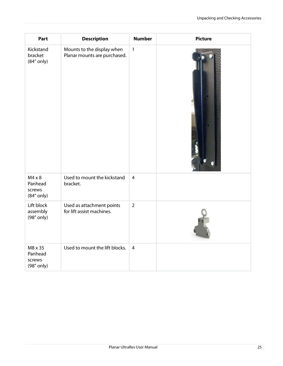 Planar 020-1229-03A user manual Kickstand Mounts to the display when Bracket 