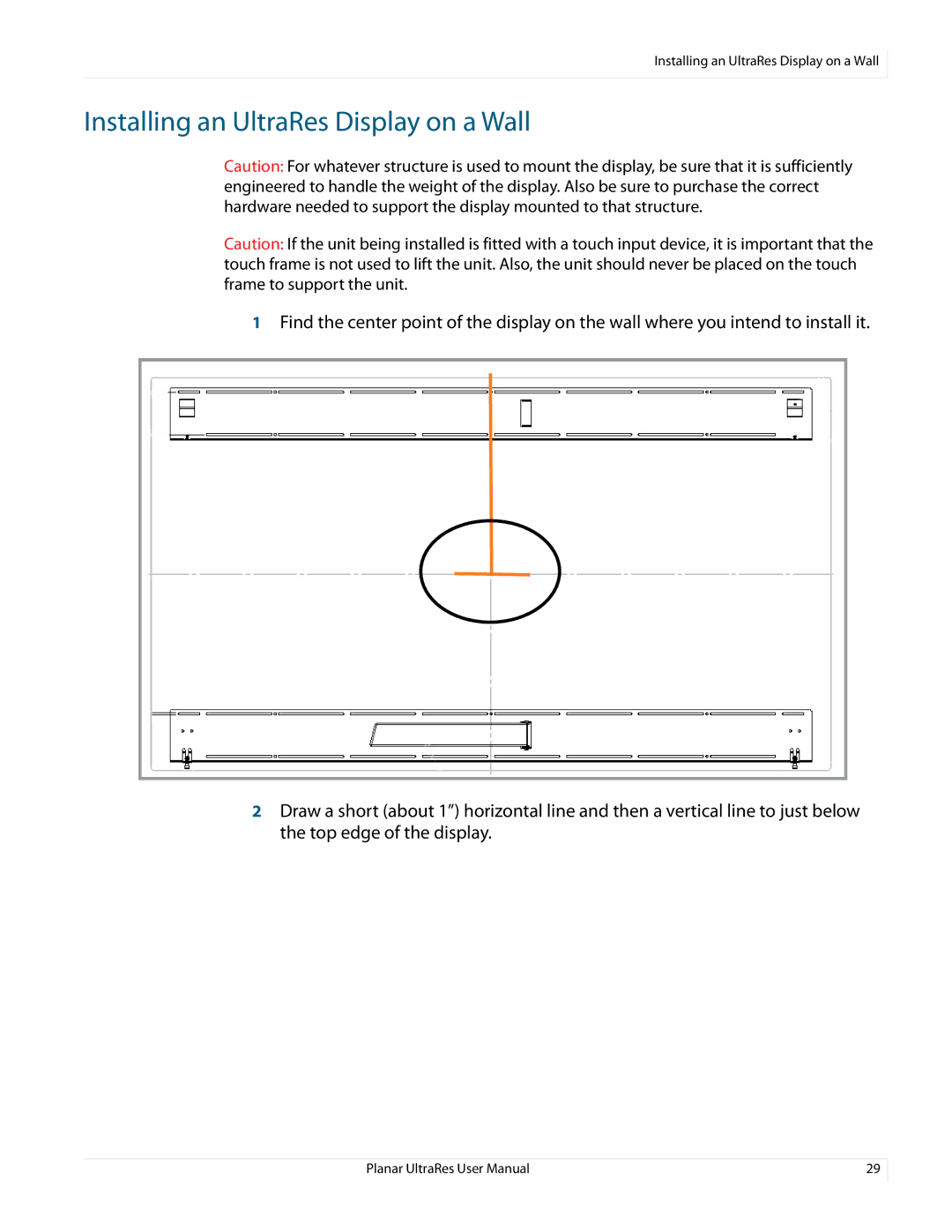 Planar 020-1229-03A user manual Installing an UltraRes Display on a Wall 