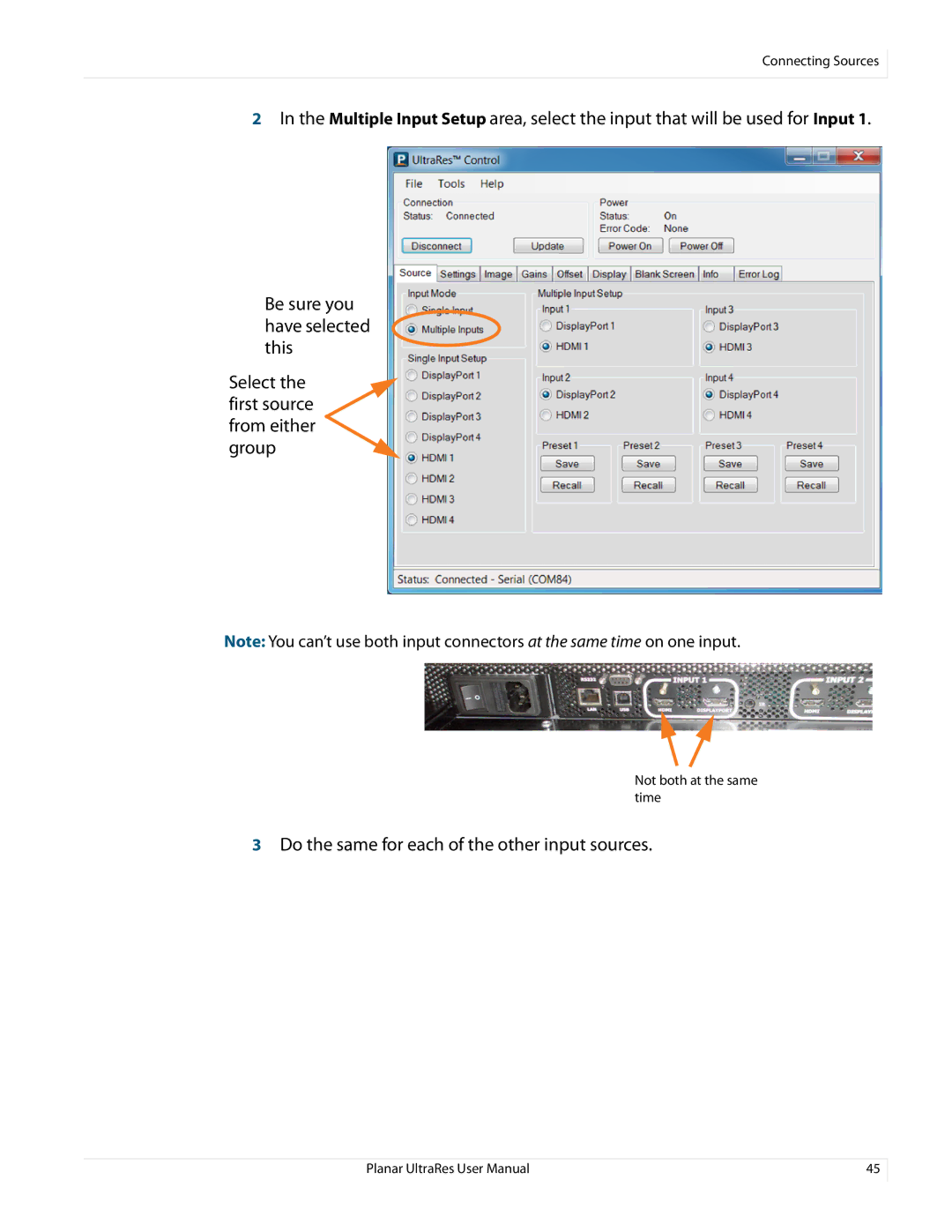 Planar 020-1229-03A user manual Do the same for each of the other input sources 