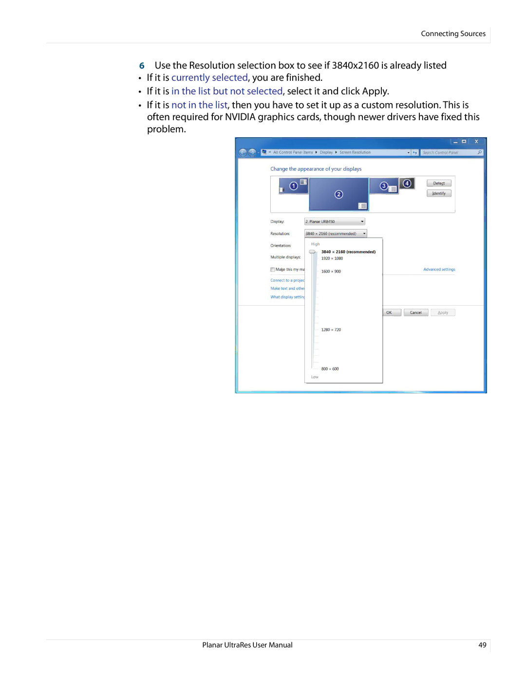 Planar 020-1229-03A user manual Connecting Sources 