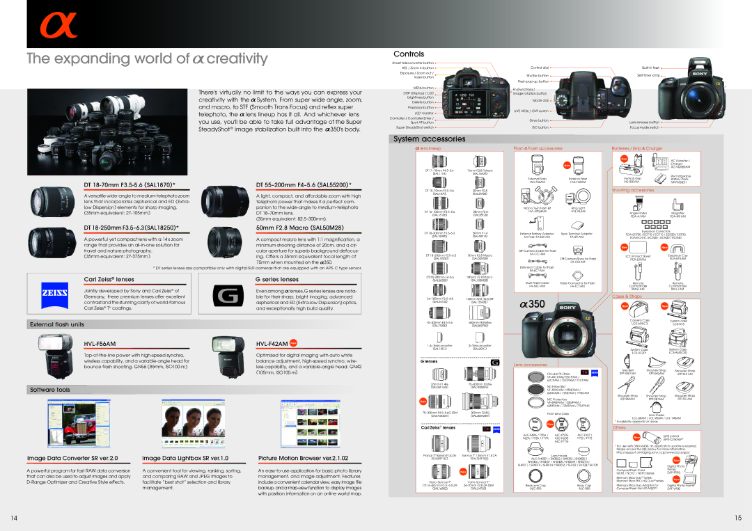 Planar 350 specifications Expanding world of creativity, Controls, System accessories 