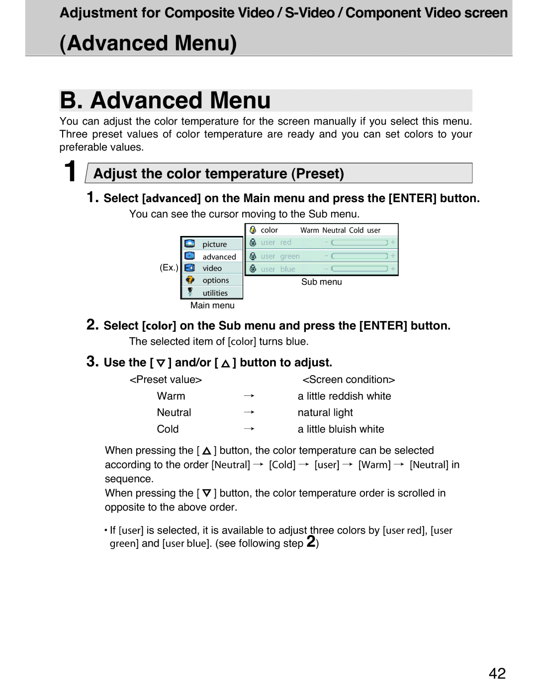 Planar 40 manual Main menu 