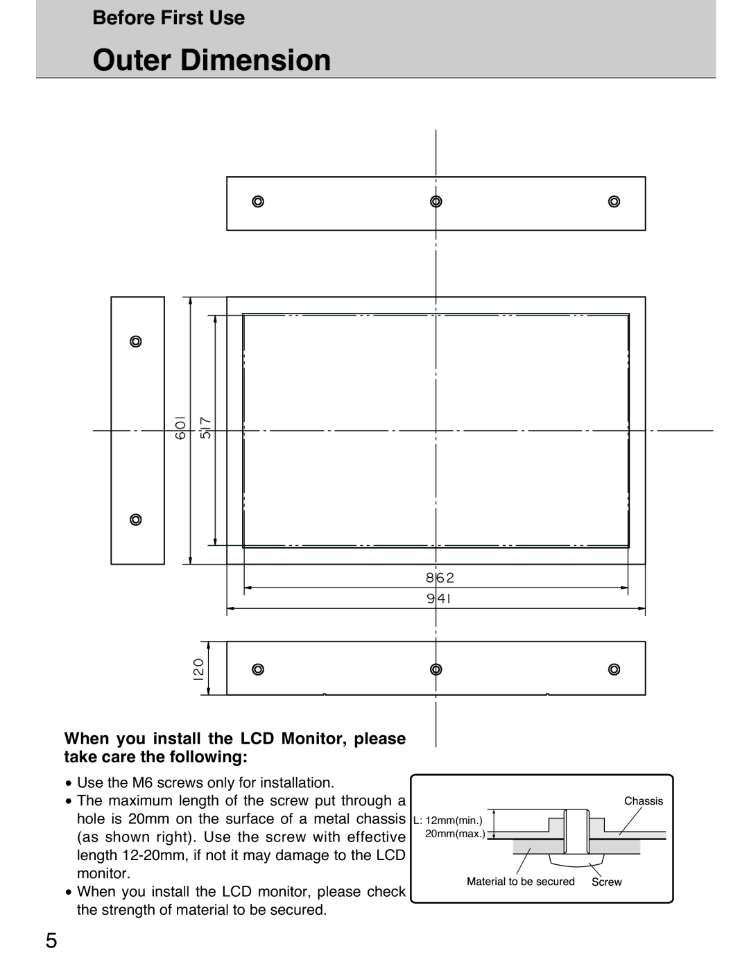 Planar 40 manual Outer Dimension 