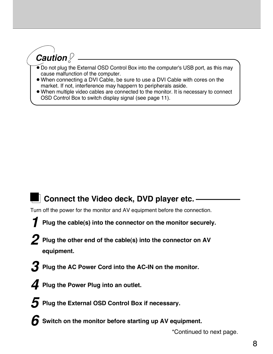 Planar 40 manual Connect the Video deck, DVD player etc 