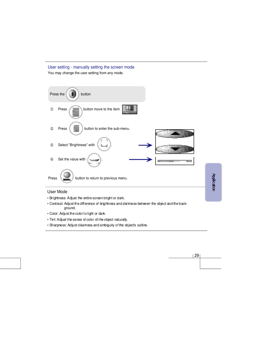 Planar 60B User setting manually setting the screen mode, User Mode 