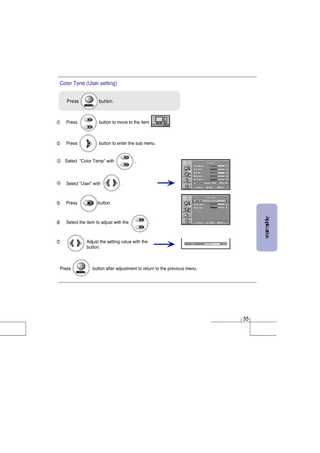 Planar 60B manual Color Tone User setting 