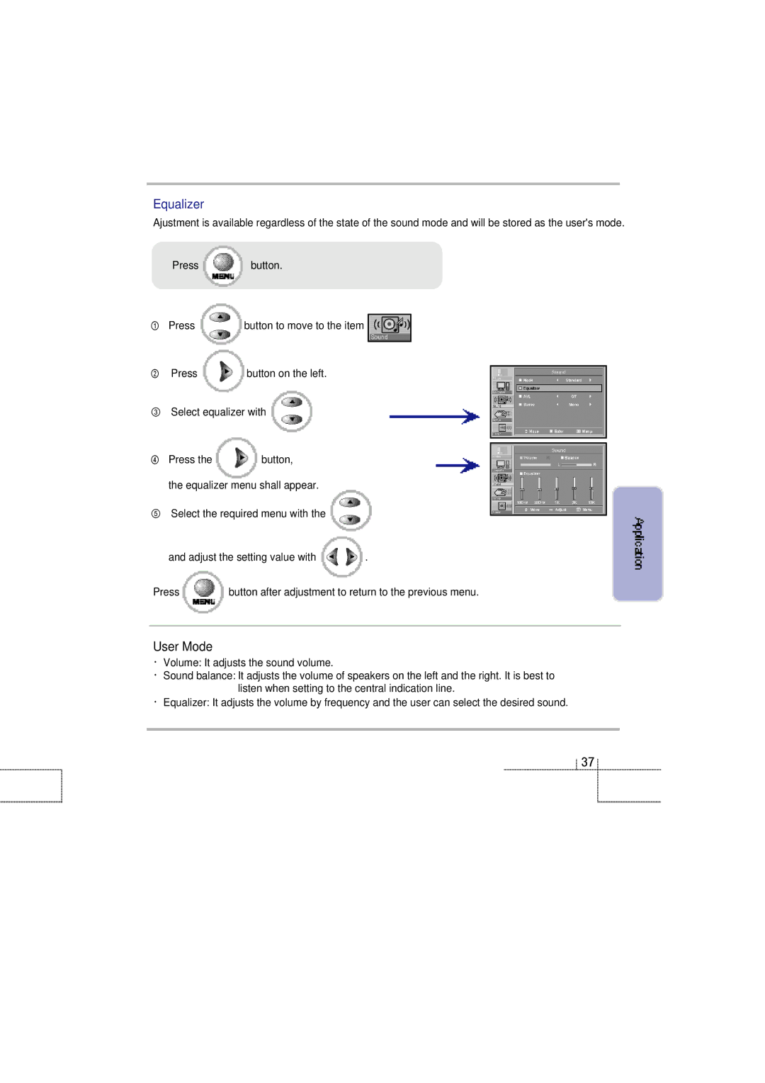 Planar 60B manual Equalizer, User Mode 