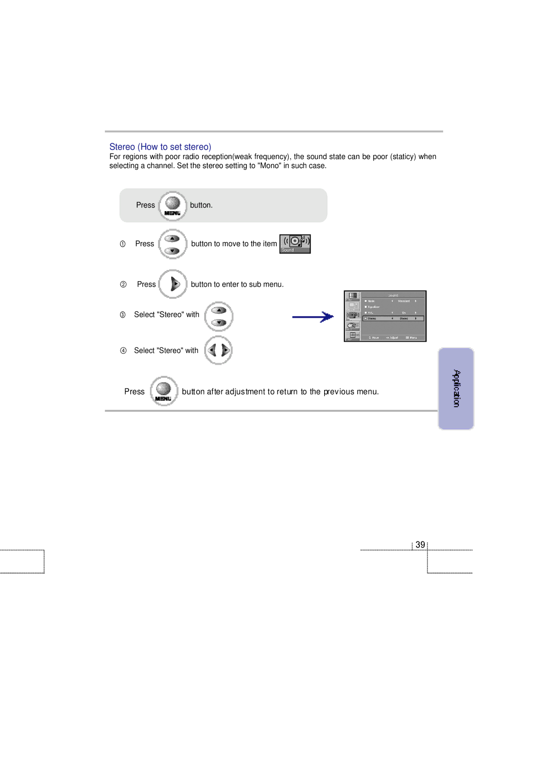 Planar 60B manual Stereo How to set stereo 