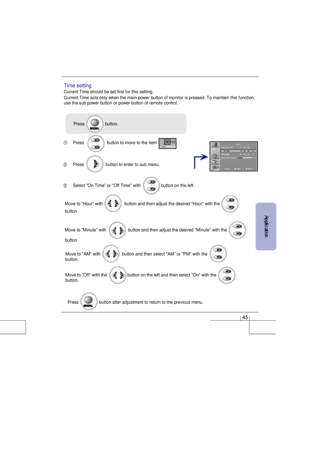 Planar 60B manual Time setting 