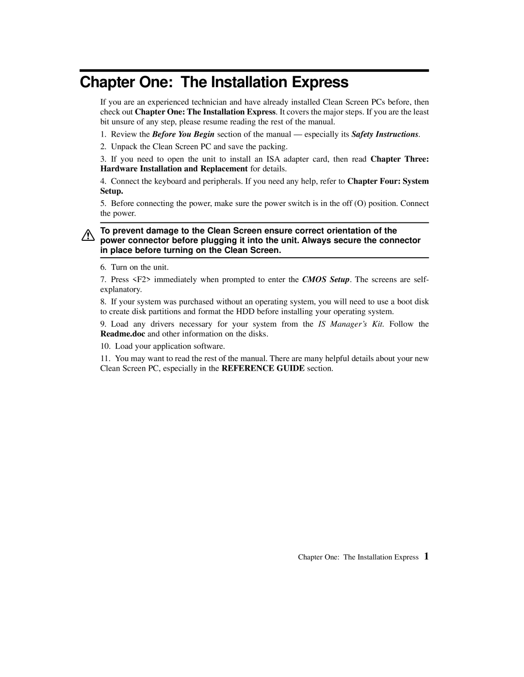 Planar C3013T, C3012T user manual Chapter One The Installation Express, Setup 