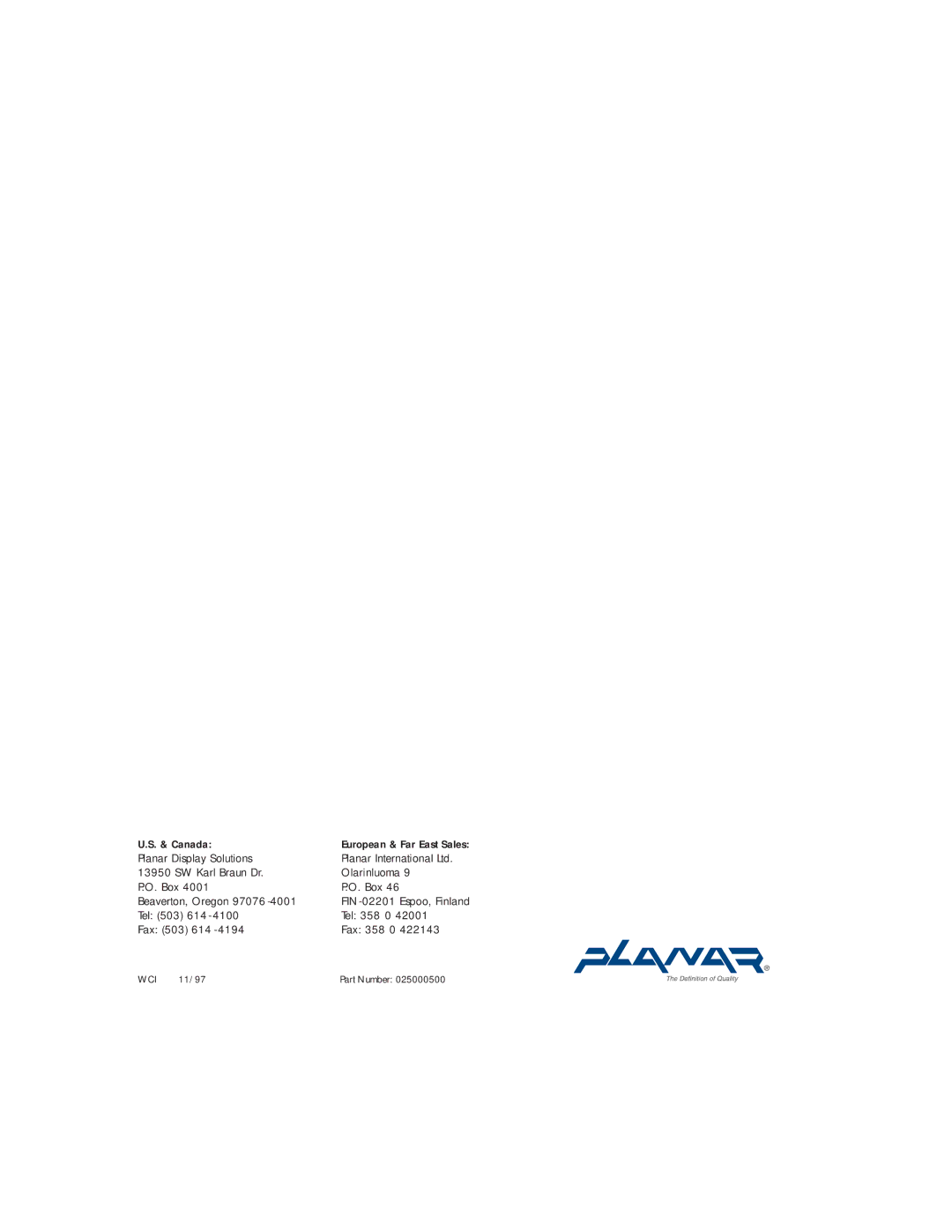 Planar C3013T, C3012T user manual Canada 