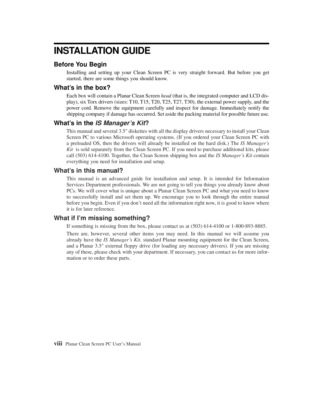 Planar C3012T, C3013T Before You Begin, What’s in the box?, What’s in this manual?, What if I’m missing something? 