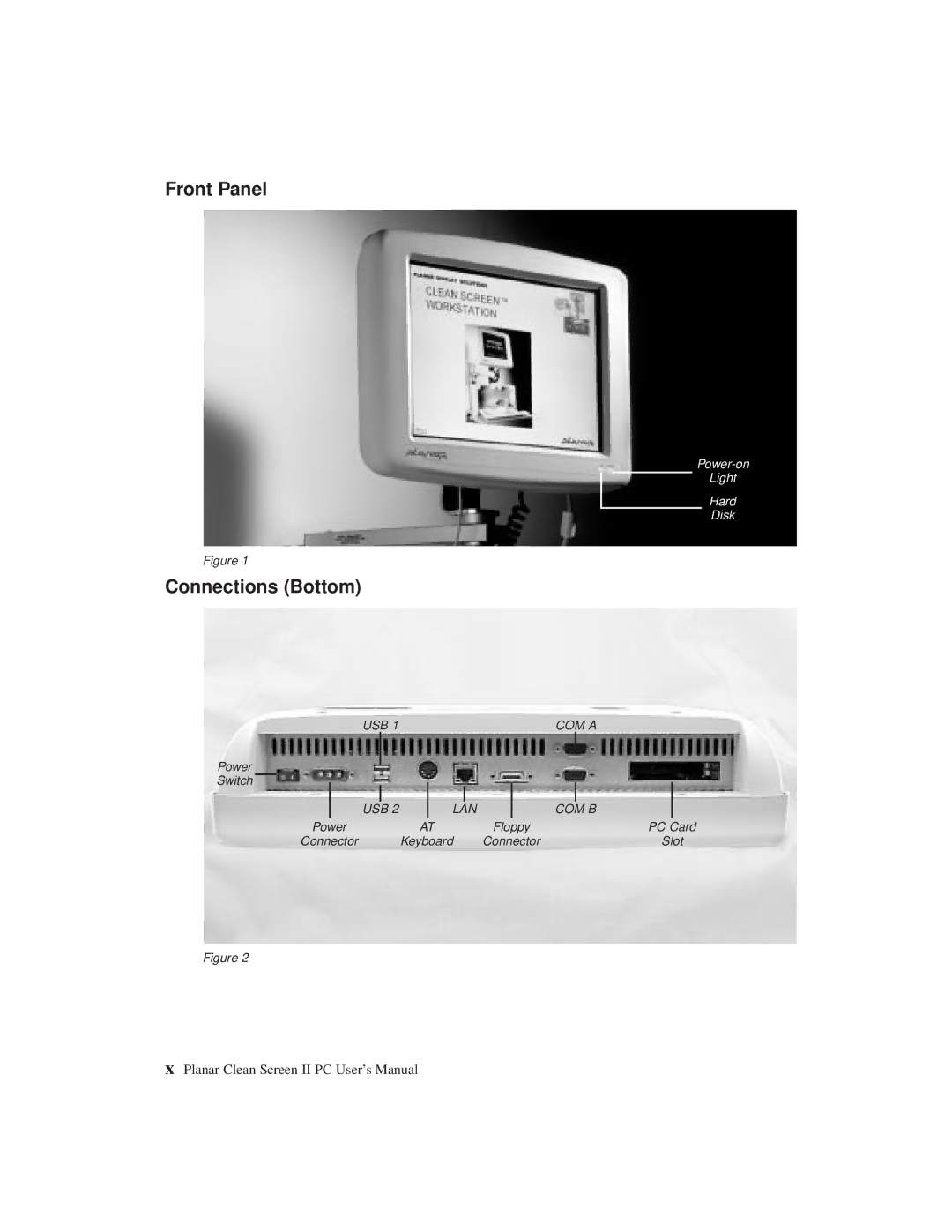 Planar C3215 user manual Front Panel, Connections Bottom 